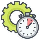 Icon of a gear and a stopwatch