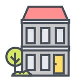 Icon of small building with a tree
